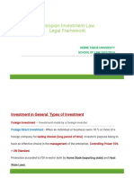 Ethiopian Investment Law Legal Framework: Debre Tabor University SCHOOL OF LAW 2022/2014