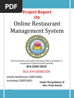 Online Restaurant Management System: Project Report On