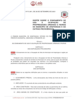 Dispõe Sobre O Zoneamento de USO E Ocupação DE Propriedades Urbanas E Rurais Do Município de Arapongas E Dá Outras Providências