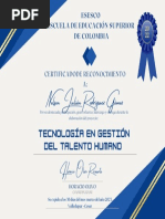 Certificado de Reconocimiento Nelson Rodriguez Gamez