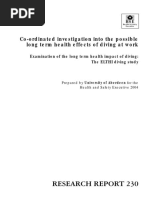 Research Report 230: Co-Ordinated Investigation Into The Possible Long Term Health Effects of Diving at Work