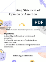 Statement of Opinion or Assertion