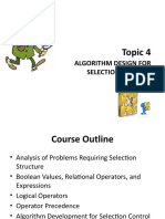 Topic 4: Algorithm Design For Selection Control Structure