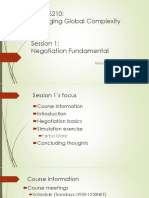 MIMT 5210: Managing Global Complexity Session 1: Negotiation Fundamental