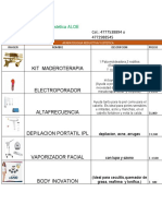 Lista Precios Aparatologia Estetica Aloe 2022.................