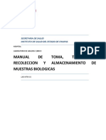 Manual de Toma, Transporte, Recoleccion Y Almacenamiento de Muestras Biologicas