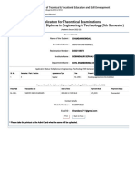 Application For Theoretical Examinations For The Students of Diploma in Engineering & Technology (5th Semester)