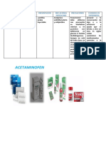 Acetaminofen: N.Generico Presentacion Mec - Acional Indicacines Precauciones Cuidados en Enfermeria