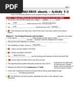 Unit 3 - TAKEAWAY Sheets - Activity 1-3: Activity 1: Regional Differences Between The North & South in The Mid-1800s