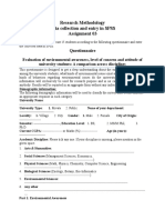 Research Methodology - Assignment 03 - Data Collection and Entry in SPSS