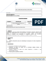 Plano de Ensino Metodologia Da Pesquisa em Letras - Ensinar