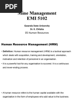 Mine Management EMI 5102: 05 Human Resources