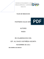 Plan de Negocios: Programa de Fortalecimiento A La Mujer Formacion Empresarial Y Acompañamiento Productiv