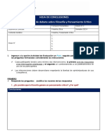 Hoja de Conclusiones Foro Académico de Debate Sobre Filosofía y Pensamiento Crítico