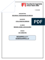 Desarrollo Y Subdesarrollo: Asigantura: Recursos Y Necesidades de Mexico