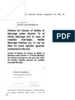 Petition For Decree of Nullity of Marriage Under Section 12 of Hindu Marriage Act - Download Format