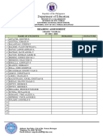 Department of Education: Reading Assessment