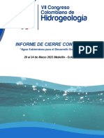 Informe de Cierre Congreso: "Agua Subterránea para El Desarrollo Sostenible"