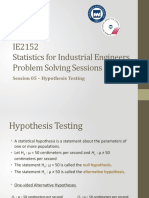 IE2152 Statistics For Industrial Engineers Problem Solving Sessions