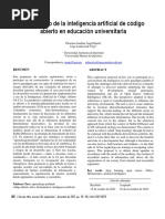 El Uso Ético de La Inteligencia Artificial de Código Abierto en Educación Universitaria