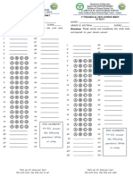 NAME: - GRADE & SECTION: - SCORE: - Directions: Shade Neatly and Completely The Circle That Corresponds To Your Chosen Answer