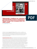 Difamación: ¿Calificar de Coimero A Un General Atenta Contra Su Derecho Al Honor? (Caso Polo Campos) (RN 724-2005, Lima)