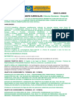 9°ANO Ciências Humanas - Geografia: Plano Mensal Maio E Junho Ano: Componente Curricular