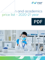 Research and Academics: Price List - 2020-21 Year