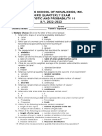 St. Mary'S School of Novaliches, Inc. Third Quarterly Exam Statistic and Probability 11 S.Y. 2022-2023