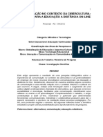 A Comunicação No Contexto Da Cibercultura: Reflexos para A Educação A Distância On-Line