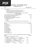 Annual (Semester - II) Examination, 2022-23 Geography, Class - IX