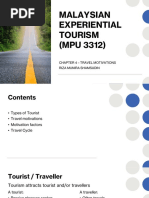 Malaysian Experiential Tourism (MPU 3312) : Chapter 4 - Travel Motivations Riza Munira Shamsudin