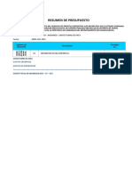 Resumen de Presupuesto: Proyecto: Ubicación:: Huancavelica - Angaraes - Santo Tomas de Pata Fecha:: Abril Del 2023