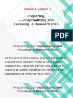 Lesson 1 Preparing Conceptualizing and Focusing A Research Plan