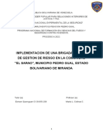 Implementacion de Una Brigada Juvenil de Gestion de Riesgo en La Comunidad "El Sarao", Municipio Pedro Gual, Estado Bolivariano de Miranda