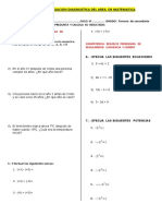 Evaluacion Diagnostica Del Area de Matematica