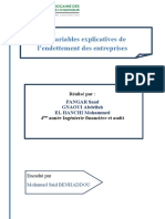 Les Variables Explicatives de L'endettement Des Entreprises: Réalisé Par