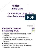 Object Oriented Programming-Java: OOP Vs POP, Java, Java Technologies