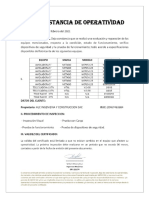 Certificado de Operatividad Tecle Cadena y Otros Equipos