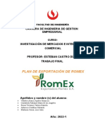 Plan de Exportación de Romex: Carrera de Ingenieria de Gestion Empresarial