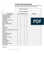 Vehicle Weekly Inspection Checklist