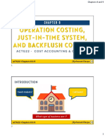 Operation Costing, Just-In-Time System, and Backflush Costing