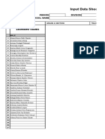 Input Data Sheet For E-Class Record: Region Division School Name