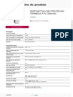 Folha de Dados Do Produto: Dispositivo de Protecao Termica PTC 230vac