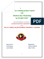 Summer Training Project Report ON Modern Day Marketing in Start-Ups