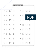 Equivalent Fractions: Compare Each Pair of Fractions Using or