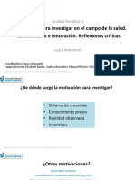 Motivaciones para Investigar en El Campo de La Salud. Conocimiento e Innovación. Reflexiones Críticas