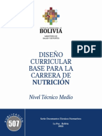 Diseño Curricular Base para La Carrera De: Nutrición