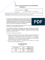 Evaluación Parcial: Taller de Proyectos en Ingeniería de Minas 2