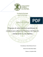 Programa de Intervencion en Problemas de Conducta para Niños Con Trastorno Del Espectro Autista Nivel